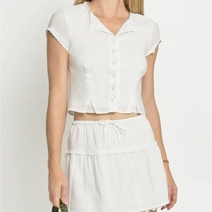 Kourt White Button-Up Top and Stevie Skirt Set